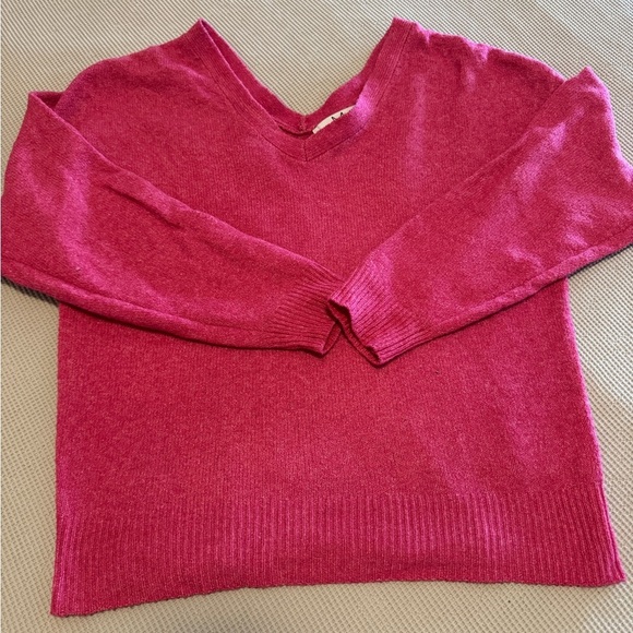 Pink V-Neck Soft Sweater - Picture 1 of 2